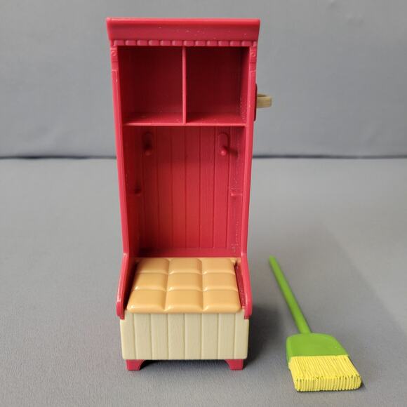 Vintage Fisher Price Loving Family Mudroom Broom Cabinet 5.25" Tall - Picture 1 of 15